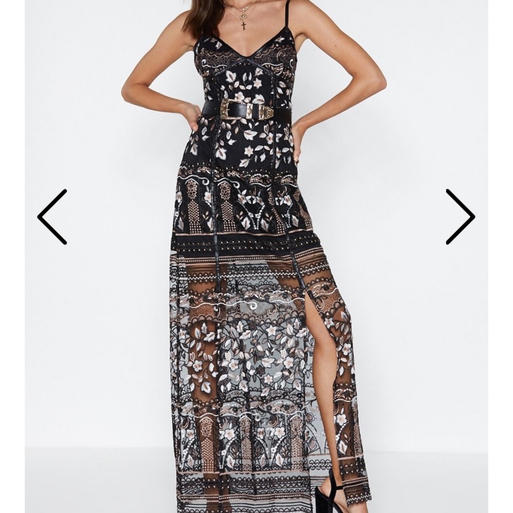 nastygal embroidered maxi dress